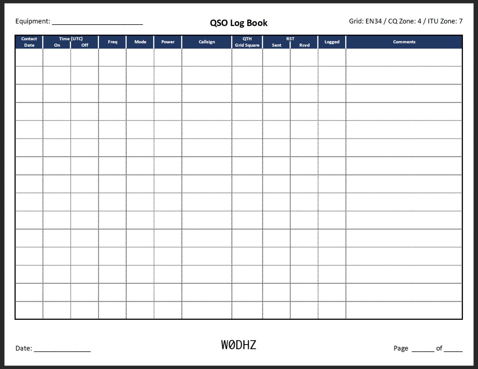 How-To: Amateur Radio Log Template - W0DHZ - Dale Henninger